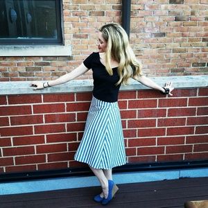 Blue and white asymmetrical skirt